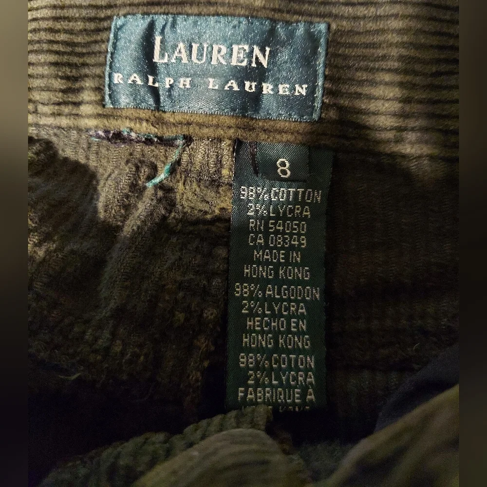 Vtg Y2K Lauren Ralph Lauren Green Corduroy Pants 8 Boho Old Money Preppy Goblin